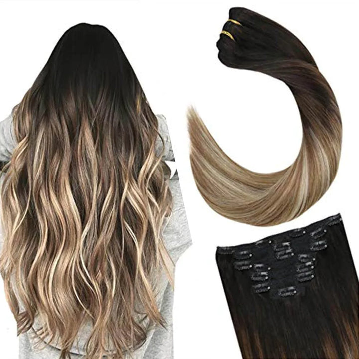 Rooted Balayage #T4-8/60 Clip Hair Extensions